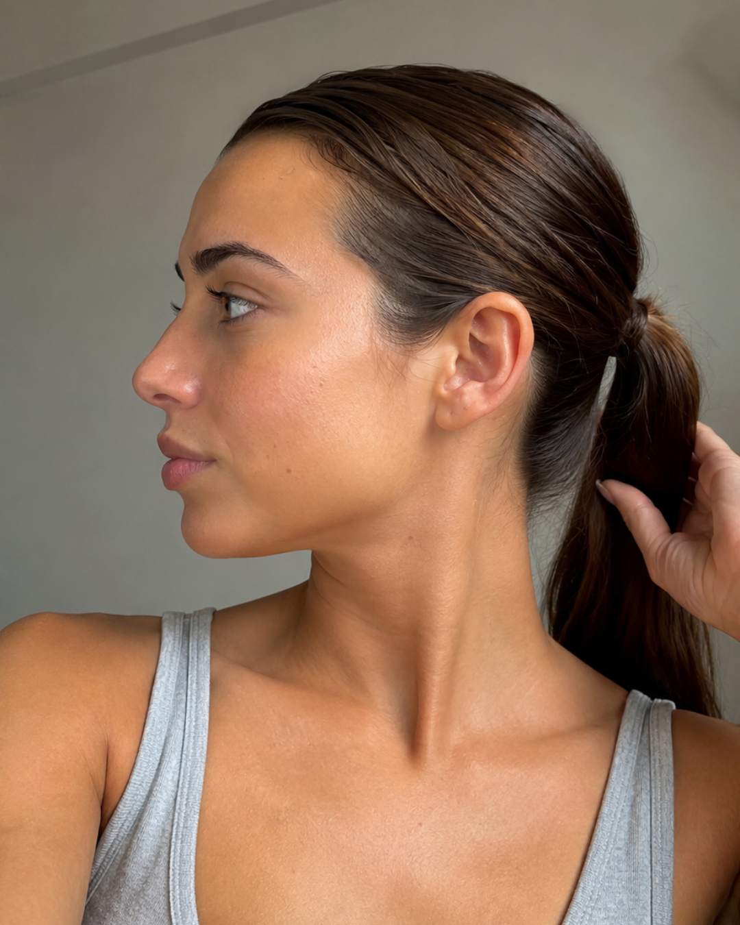 After: refined nose profile, AI visualization